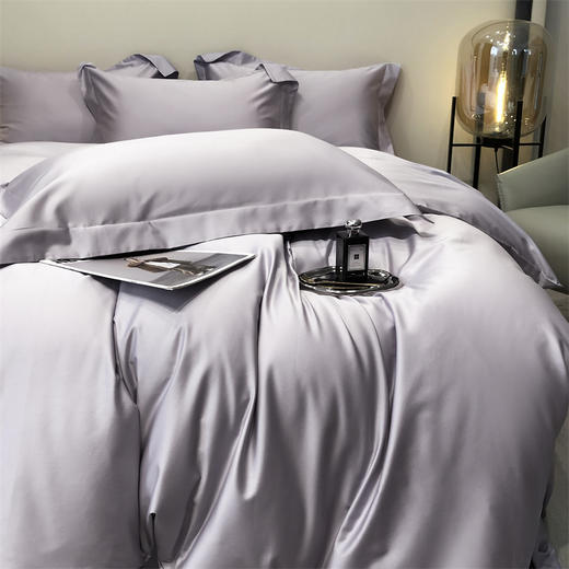 自然醒60支贡缎长绒棉简约纯色四件套轻奢级数码印花拼角四件套高品质礼单双人床上用品三件套KY 商品图3