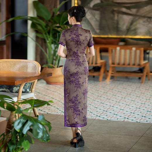 SYG-785新中式日常妈妈三分袖旗袍女春秋款复古2024年新款旗袍修身礼服 商品图4