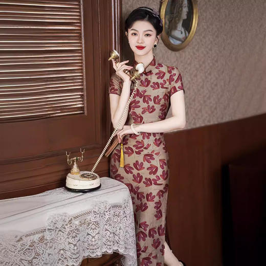 修身日常气质，中长款轻薄旗袍XL-24175 商品图1