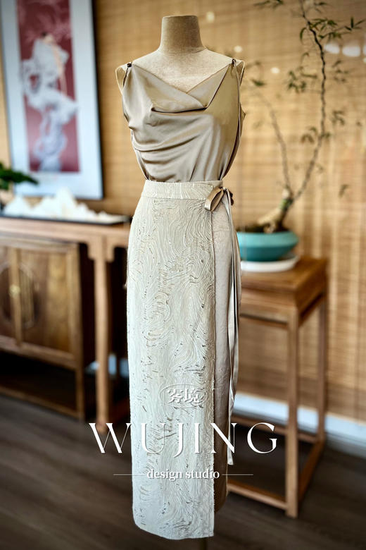 【雾境定制】兰亭风月系列压纹醋酸两穿吊带 3204031 商品图1