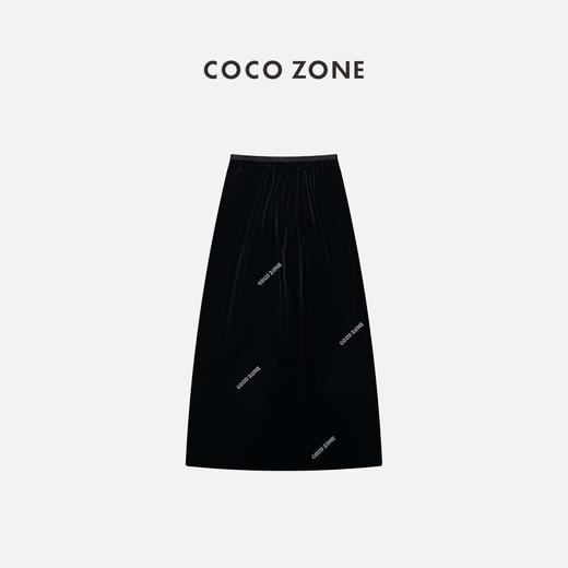 COCO ZONE2024新中式国风半身裙复古气质丝绒包臀裙CC2A0164 商品图1
