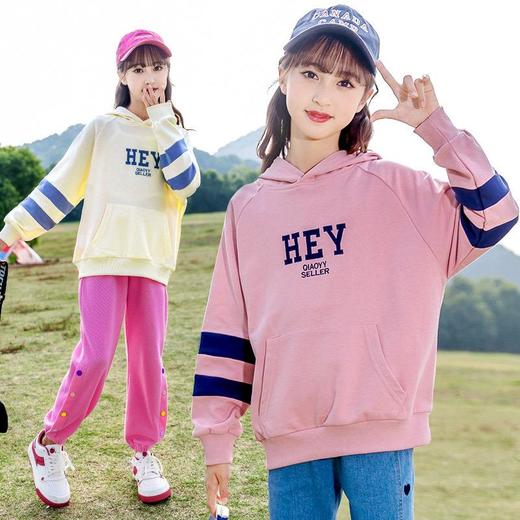 春秋装女童卫衣2024新款秋装洋气韩版连帽衫上衣中大童儿童宽松潮 商品图0