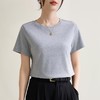 冰感纯色正肩修身圆领棉短袖T恤女2024春夏新款气质内搭套头上衣 商品缩略图3