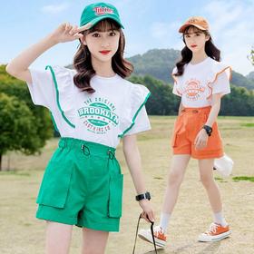 女童夏季短袖套装2024新款中大童夏款洋气儿童装韩版夏装网红衣服