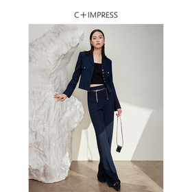 西嘉C+IMPRESS/西嘉醋酸小个子复古直筒裤KZ2401065