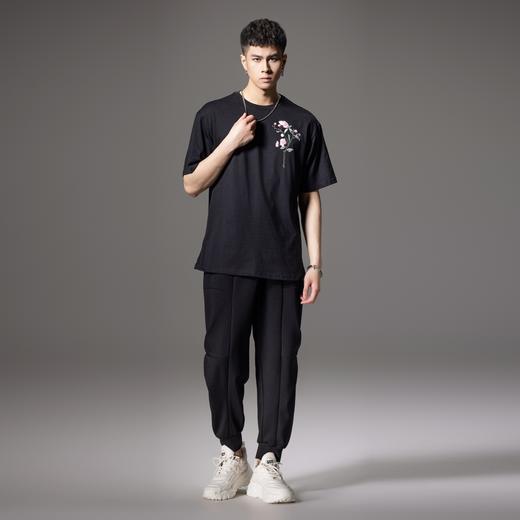 PINLI品立2024新中式夏季新款男士中国风植物印花圆领休闲短袖T恤BG242111059 商品图4