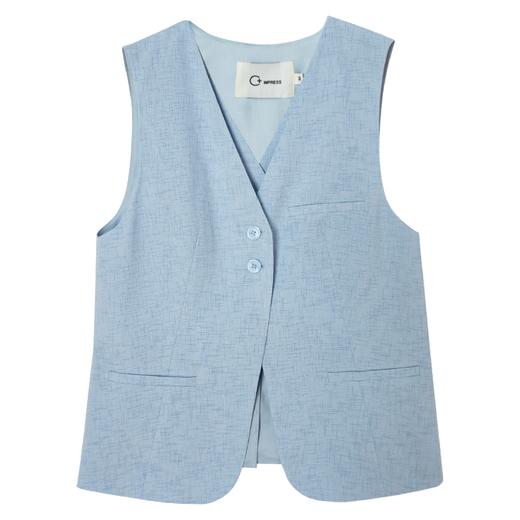 西嘉C+IMPRESS/西嘉静奢风醋酸后开衩假两件马甲MJ2401073 商品图4