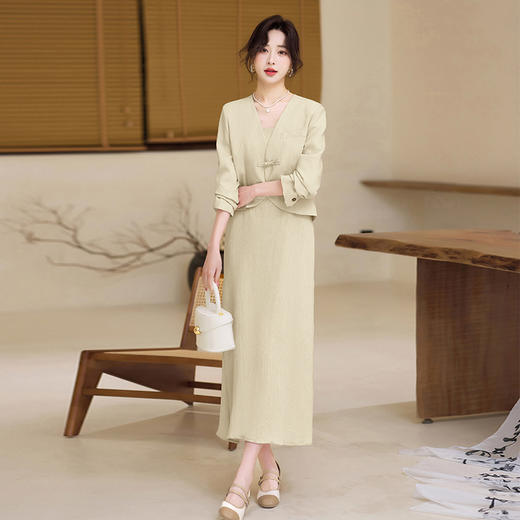 复古新中式，盘扣西装外套吊带裙两件套HR-MJ1001 商品图3