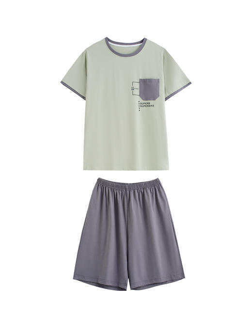 【79元限时秒杀】【秀黛】男圆领针织短袖套装男士夏季家居服睡衣L2550017T【门店同款】【如遇缺货自动退款，介意勿拍】 商品图7