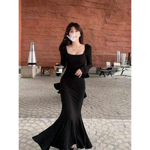 【步步生莲！美拉德设计感鱼尾裙】气质显瘦，性感修身，百搭配色，简约优雅，性感迷人！包臀长袖长款连衣裙 商品图3