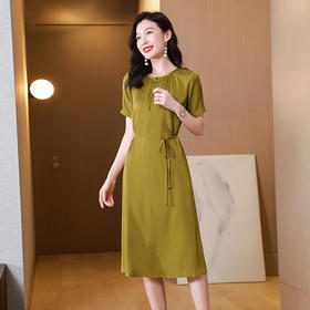 HRFS-23179纯色中长款上新气质时尚轻奢小众高级感纯色裙子