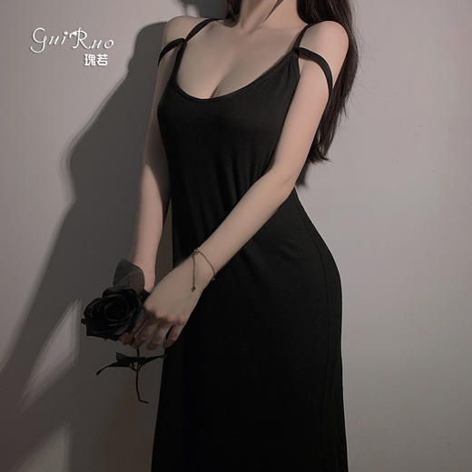 【超美❗️性感心机美背吊带】双层肩带，大U型领口，让胸型显得饱满挺翘❗️春夏新款露背纯色舒适睡衣吊带睡裙家居服套装女情趣 商品图4