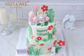 1027CAKE | 小兔子 双层款式 翻糖装饰 周岁