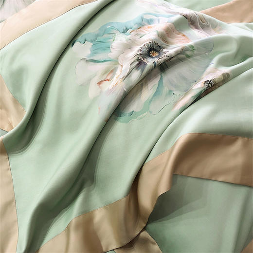 自然醒轻奢LF级进口兰精天丝棉四件套丝绸缎被套蚕丝棉床单丝滑夏季金太阳床品礼盒装KY 商品图6
