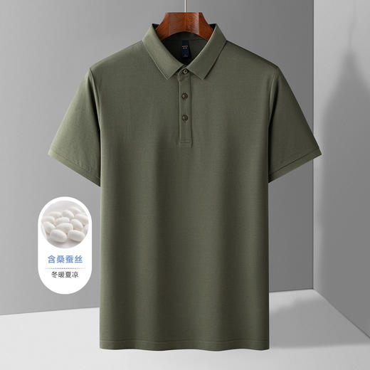 【含桑蚕丝】罗蒙夏季休闲男士t恤短袖polo衫商务polo衫男短袖 商品图5