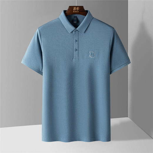 【含桑蚕丝】罗蒙男士珠片绣花polo衫男短袖夏季运动t恤男短袖t恤男 商品图3