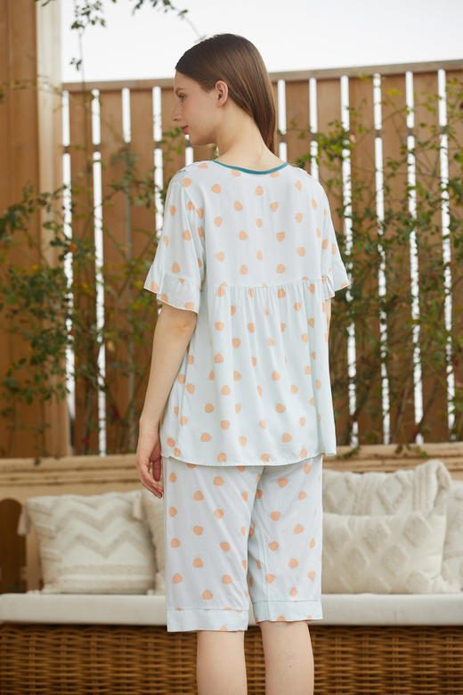 【39元限时秒杀】【秀黛】女荷叶边绵绸短袖套装女士夏季睡衣家居服L2551039T【门店同款】【如遇缺货自动退款，介意勿拍】 商品图5