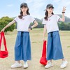 女童夏装套装2024新款韩版儿童装洋气中大童短袖牛仔阔腿裤两件套 商品缩略图3