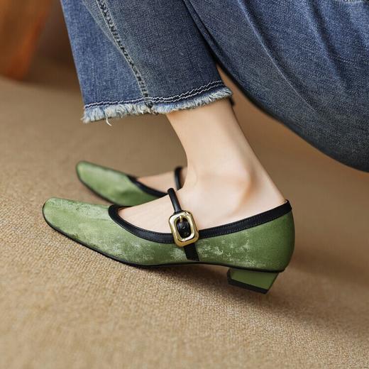 【预售5天】法式复古浅口，一字扣带玛丽珍鞋方头粗跟单鞋CQSJ&H-2876 商品图1