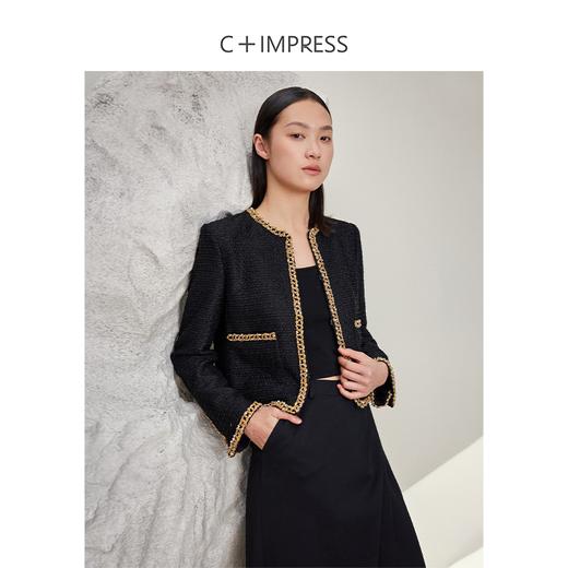 西嘉C+IMPRESS/西嘉千金小香风短外套女气质2024新款高端手工珠钻饰边WT2401059 商品图1
