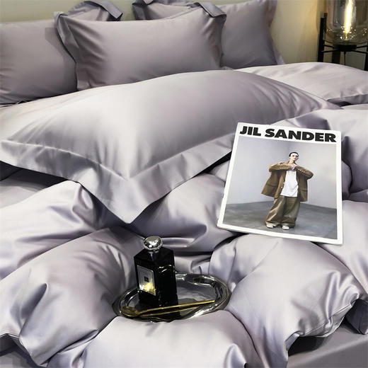 自然醒60支贡缎长绒棉简约纯色四件套轻奢级数码印花拼角四件套高品质礼单双人床上用品三件套KY 商品图4