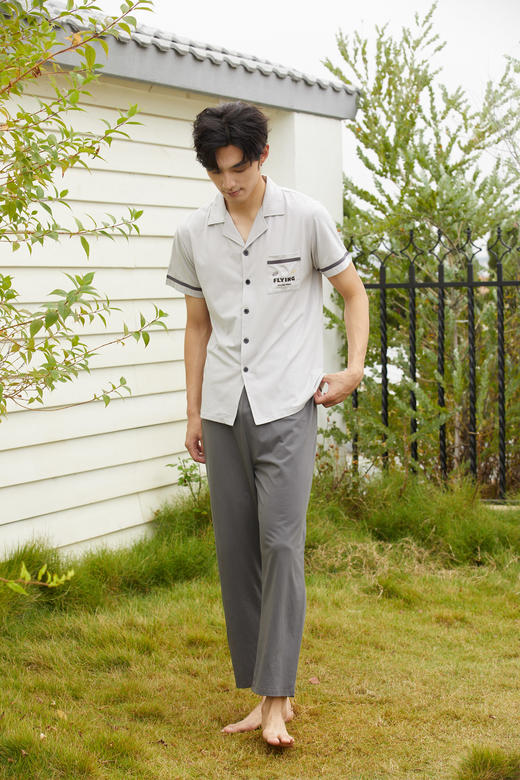 【79元限时秒杀】【秀黛】男翻领针织短袖套装男士夏季睡衣家居服L2550013T【门店同款】【如遇缺货自动退款，介意勿拍】 商品图4