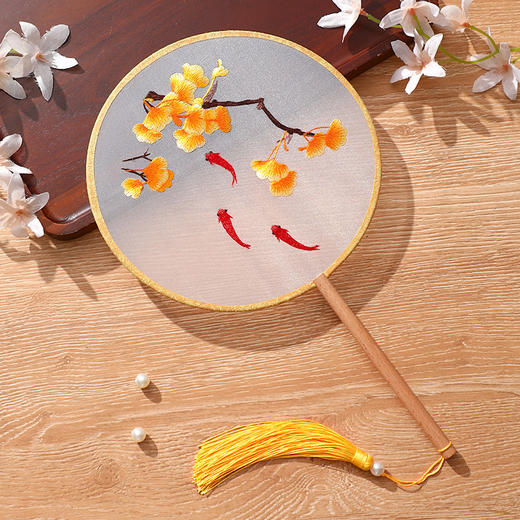 【中国风，苏式刺绣长柄流苏扇子】古风团扇真丝半透，双面刺绣工艺不褪色不掉色，女中国风汉服旗袍刺绣学生儿童双面创意舞蹈扇QQ 商品图9