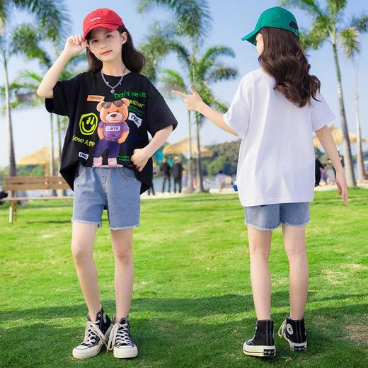 女童短袖T恤夏季套装2024款t儿童夏女孩短袖短裤休闲两件套 商品图3