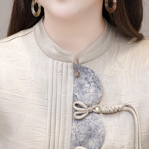 国风洋气，长袖外套印花长款百褶拼接内搭两件套QYM-XYKL-28077-L 商品图3