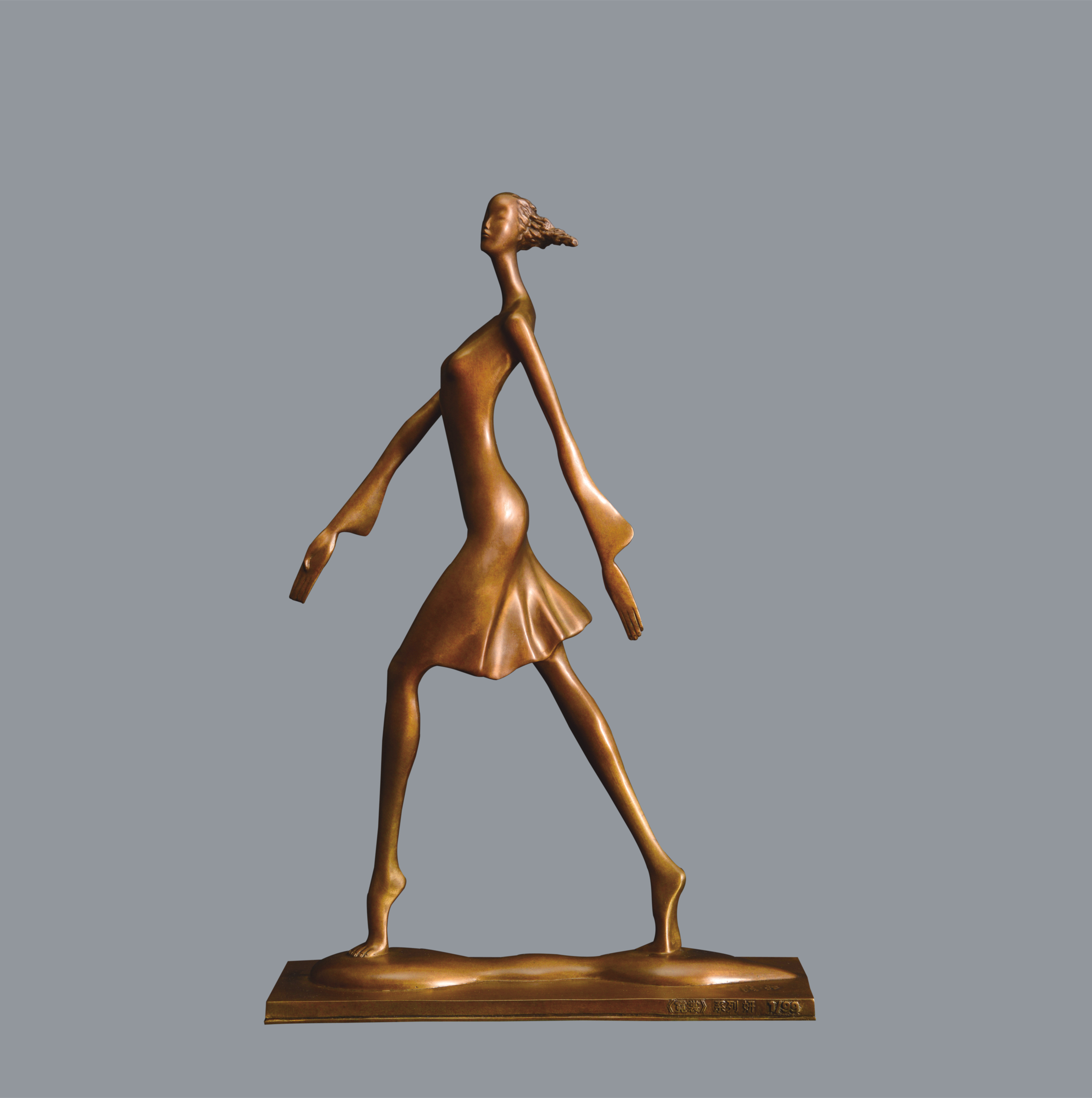 宇达青铜摆件 潘松限量99版作品《霓裳系列-妍》艺术摆件  高46cm