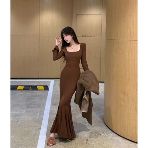 【步步生莲！美拉德设计感鱼尾裙】气质显瘦，性感修身，百搭配色，简约优雅，性感迷人！包臀长袖长款连衣裙 商品图4