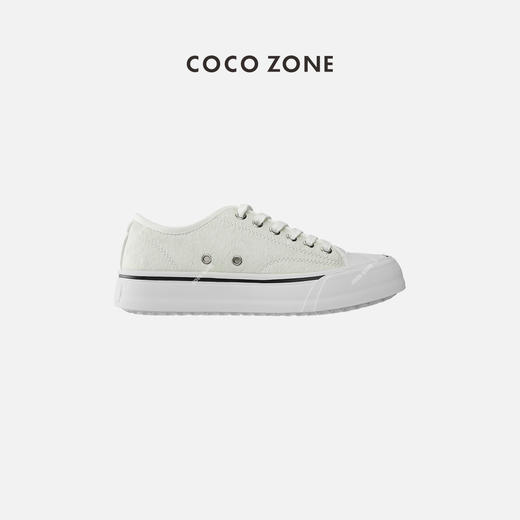刘一一&COCO ZONE秋冬季保暖透气灰白色系带休闲帆布鞋 23C30747 商品图0