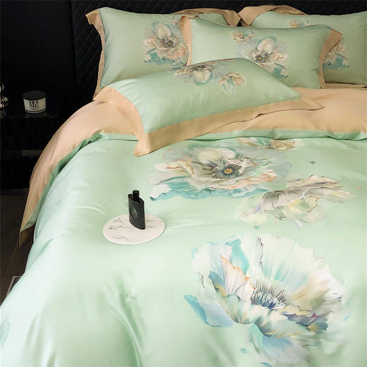 自然醒轻奢LF级进口兰精天丝棉四件套丝绸缎被套蚕丝棉床单丝滑夏季金太阳床品礼盒装KY 商品图3