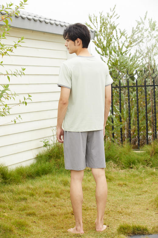 【79元限时秒杀】【秀黛】男圆领针织短袖套装男士夏季家居服睡衣L2550017T【门店同款】【如遇缺货自动退款，介意勿拍】 商品图5