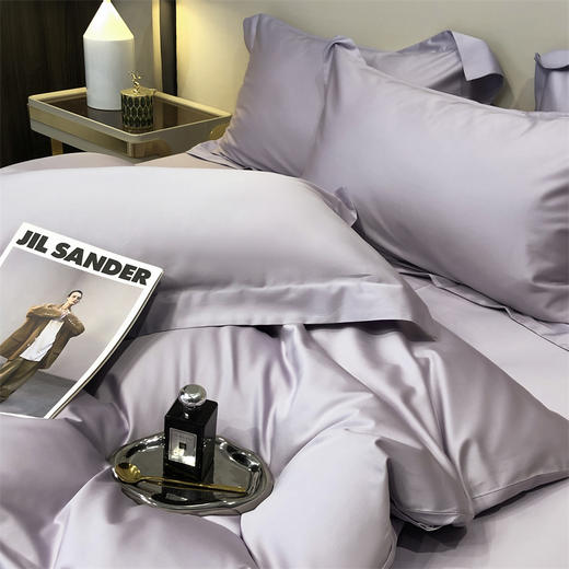 自然醒60支贡缎长绒棉简约纯色四件套轻奢级数码印花拼角四件套高品质礼单双人床上用品三件套KY 商品图7