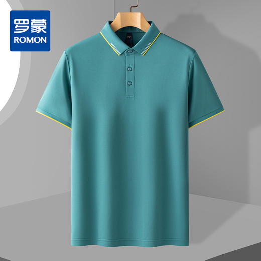 【撞色款】罗蒙男士提花领时尚polo衫男短袖男夏季薄款速干t恤男短袖 商品图0