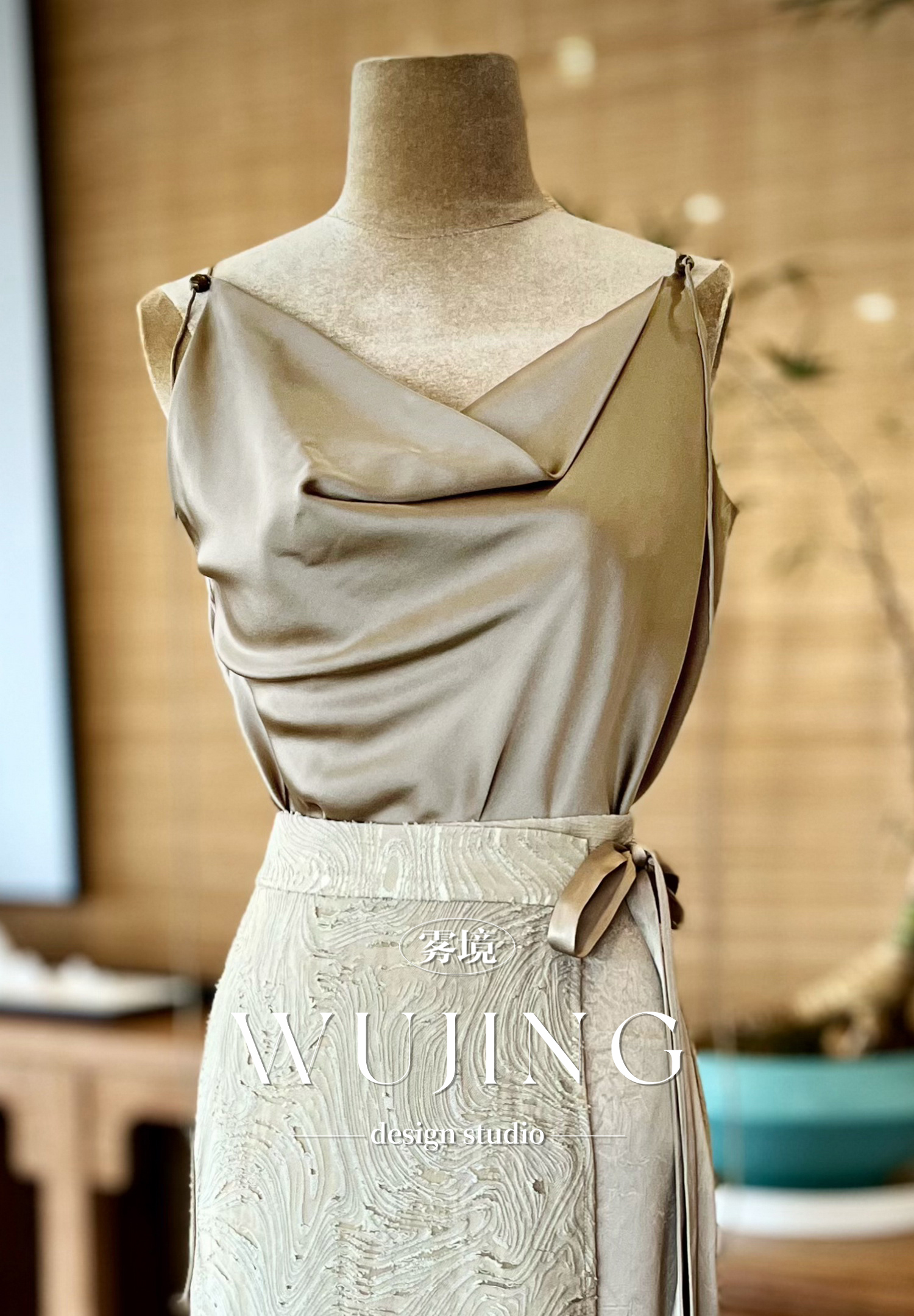 【雾境定制】兰亭风月系列压纹醋酸两穿吊带 3204031