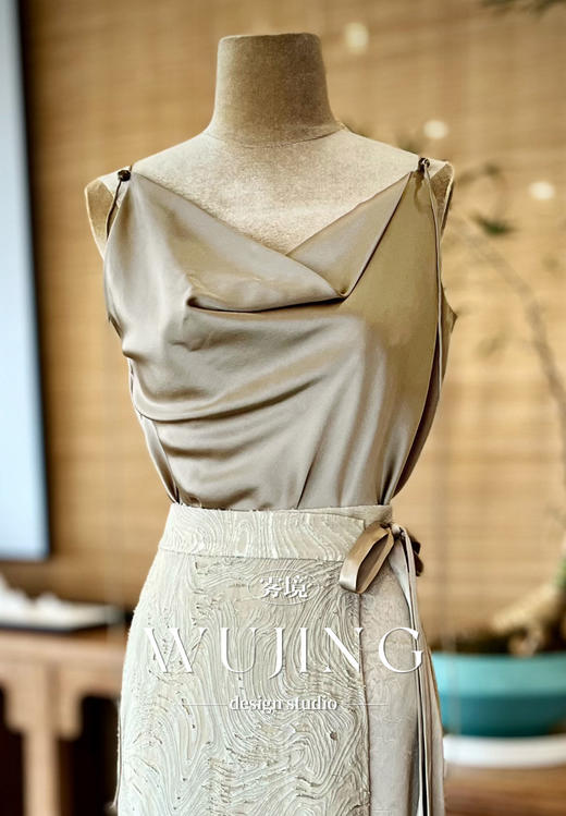 【雾境定制】兰亭风月系列压纹醋酸两穿吊带 3204031 商品图0