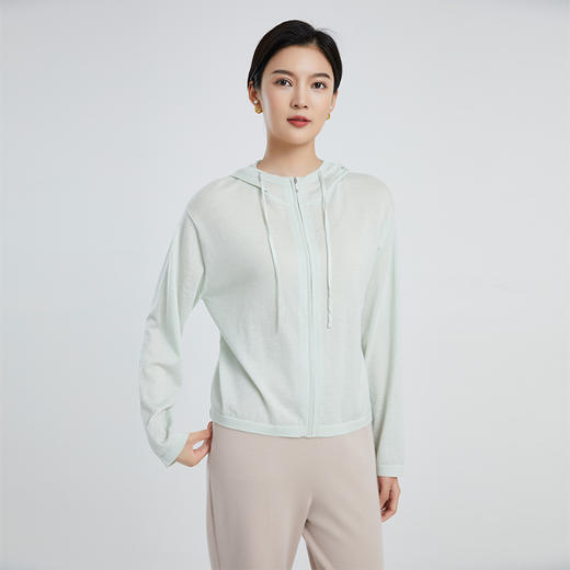 DWCC4215AN 山羊绒 东黎羊绒 女士精仿针织休闲时尚纯色连帽衫 商品图7