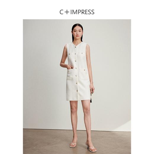 西嘉C+IMPRESS/西嘉无袖气质小香风连衣裙女春夏中长款花呢千金风裙子LYQ2401087 商品图2