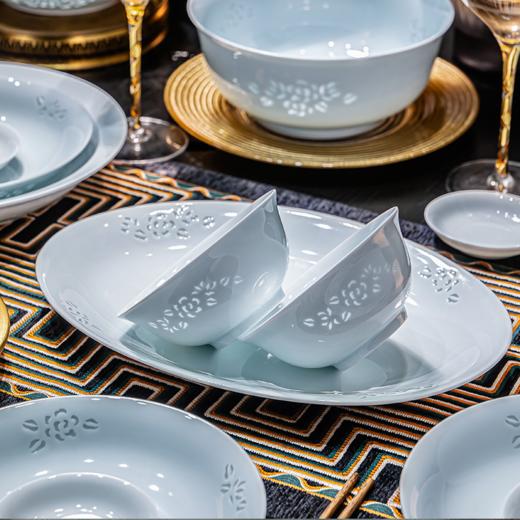 富玉 |  景德镇高温玲珑瓷青釉玉牡丹釉下餐具组合装礼盒装 商品图4