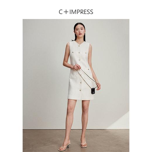 西嘉C+IMPRESS/西嘉无袖气质小香风连衣裙女春夏中长款花呢千金风裙子LYQ2401087 商品图3