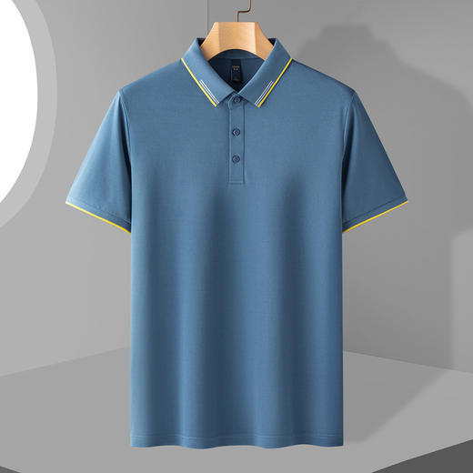 【撞色款】罗蒙男士提花领时尚polo衫男短袖男夏季薄款速干t恤男短袖 商品图4