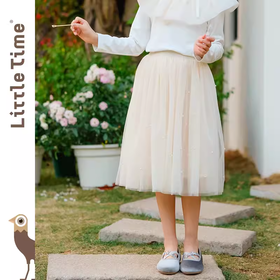 littletime女童轻奢珍珠2024新春款法式公主风纱纱半身裙