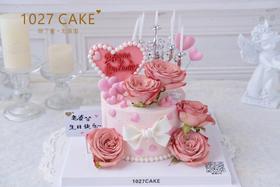 1027CAKE | 卡布奇诺鲜花主题蛋糕  仙女蛋糕  蝴蝶结  烛台