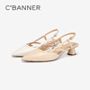 千百度通勤时装凉鞋女夏季粗中跟尖头后空凉鞋A24206055 商品缩略图1