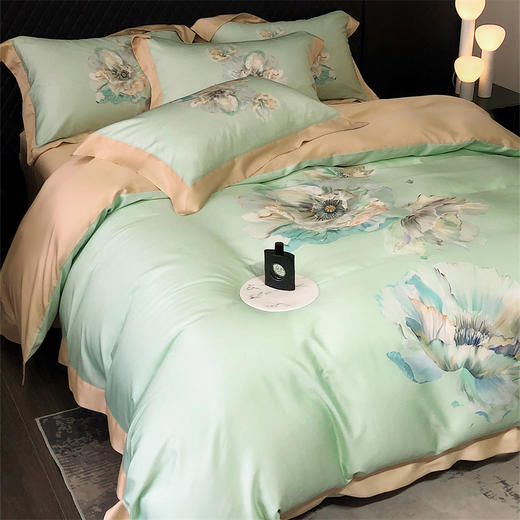 自然醒轻奢LF级进口兰精天丝棉四件套丝绸缎被套蚕丝棉床单丝滑夏季金太阳床品礼盒装KY 商品图1