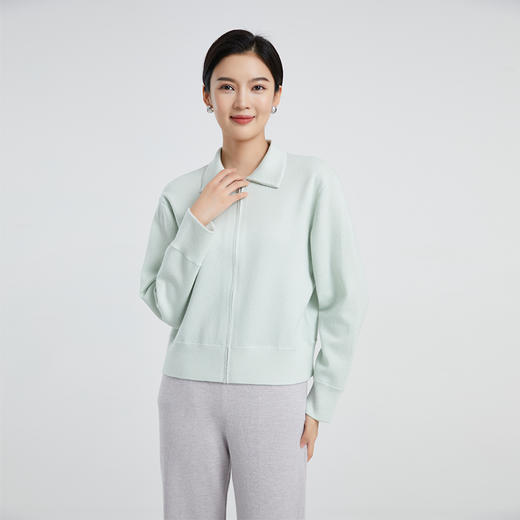 东黎 •  山羊绒女士春季精仿翻领拉链长袖开衫 4197 商品图0