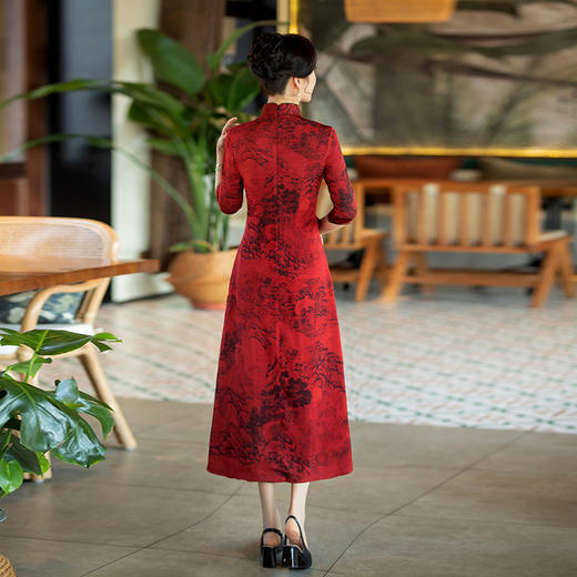 SYG-792新款旗袍礼服新中式妈妈旗袍七分袖旗袍女春秋款复古修身 商品图1