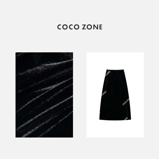 COCO ZONE2024新中式国风半身裙复古气质丝绒包臀裙CC2A0164 商品图2